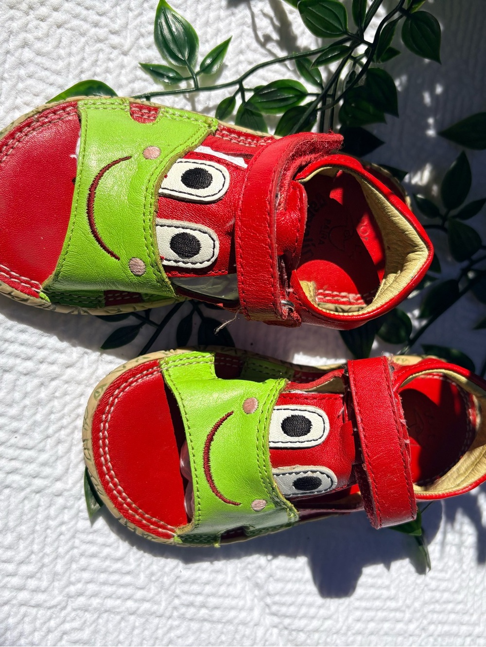 Playful Red & Green Smile Toddler Sandals